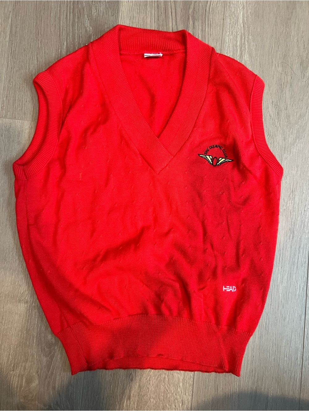 Head Women’s Cotton  Red V-Neck Vintage Sweater Vest Branded The Olympic Club